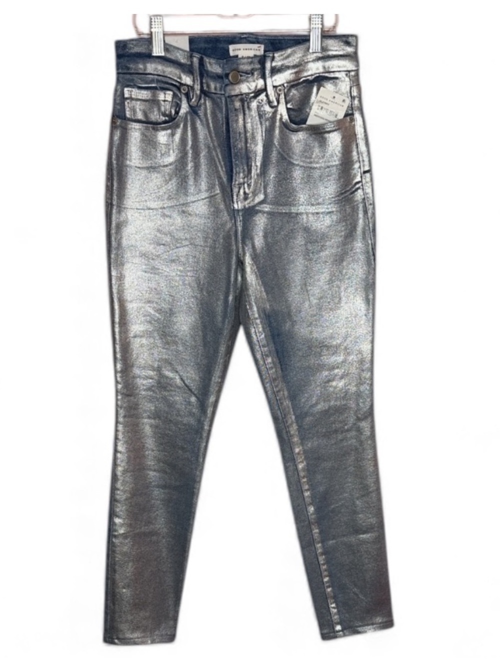 Good American Good Legs Coated Skinny Jean Indigo Silver 03. Size 2/26 NWT